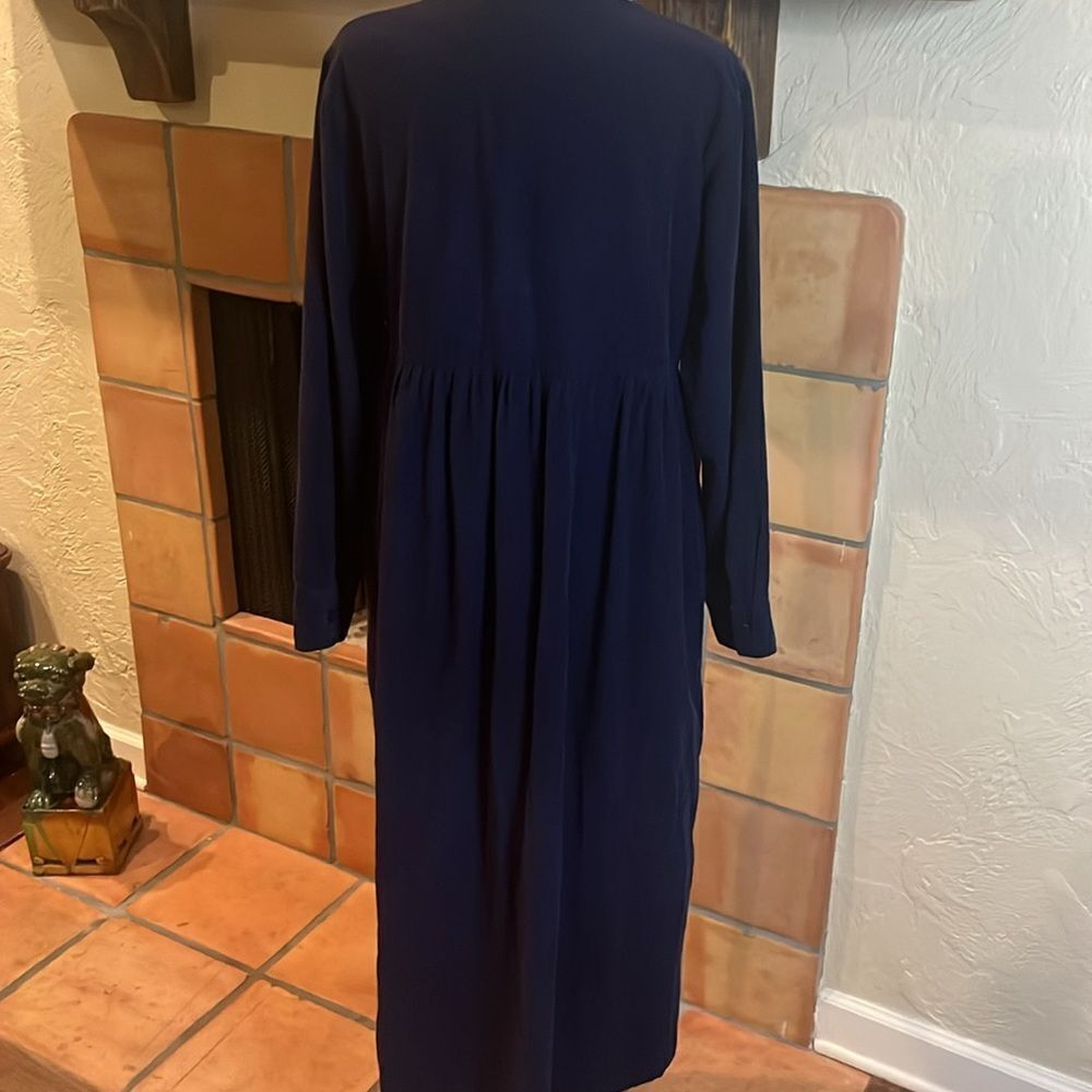 Persaman Navy Blue Corduroy Long Sleeve Empire Waist Dress, size M - Picture 7 of 10
